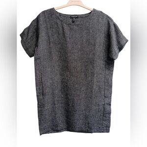 EILEEN FISHER Womens Grey Dolman Short Sleeve Hemp&Organic Cotton Dress Petite S